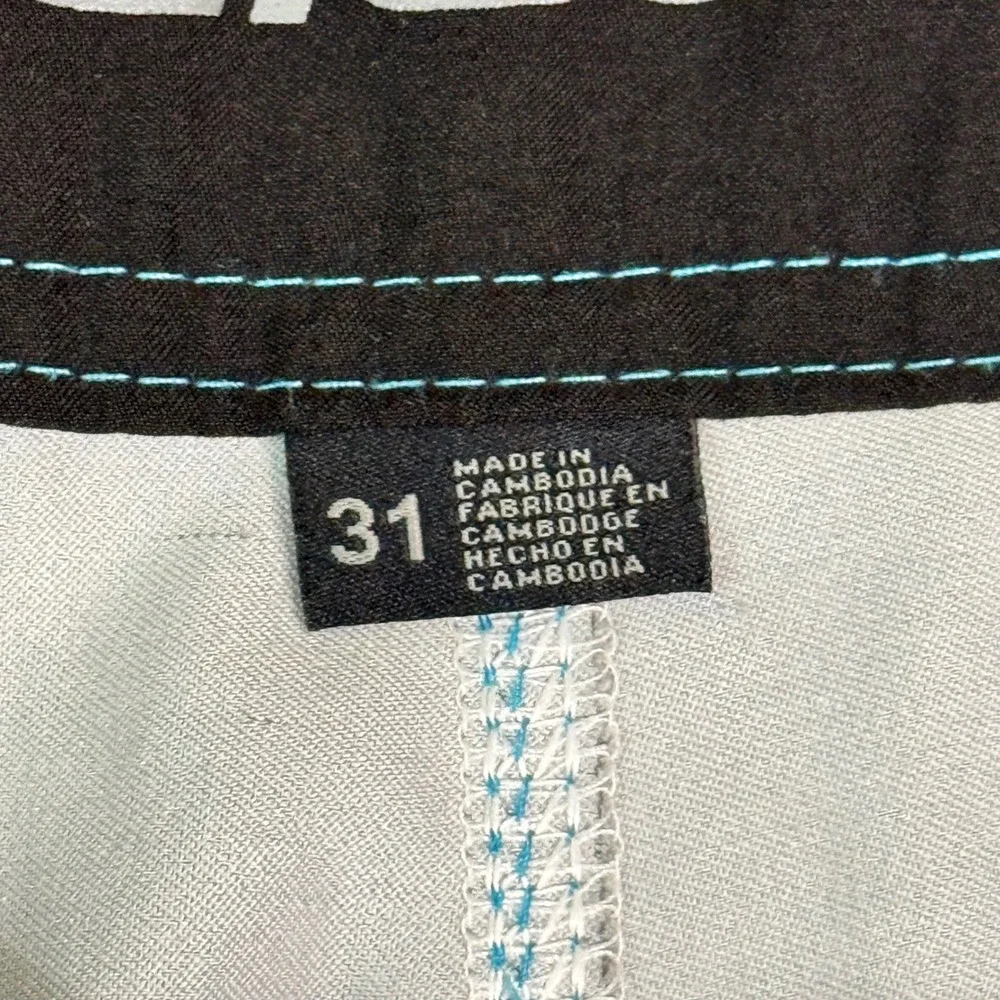 ONeill Mens Striped Board Shorts Blue Grey Size 31 Swim Trunks Cargo Pocket